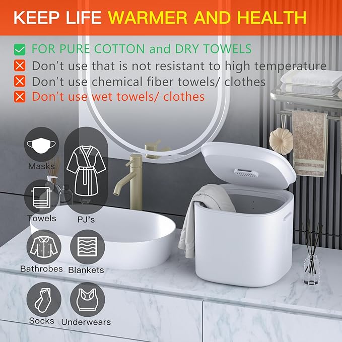 DOACE Towel Warmer Bucket, Medium Size Towel Warmers with Auto Keep Warm, Heat Time 20/40/60 Min Adjustable and Delay Time Up to 24 Hours, Hot Towel Warmer for Bathroom, Ideal Gift for Valentine's Day
