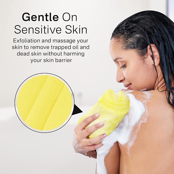 Yiclick Exfoliating Washcloth Towel, Exfoliating Body Scrubber, Back Scrubber for Shower Bath Washer, Japanese Exfoliating Wash Cloth, Korean Body Scrubber Exfoliator, Body Scrub Loofah Luffa Colors