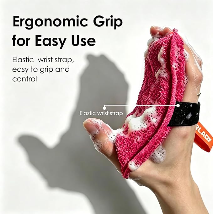 Exfoliating Body Scrubber, Rough Body Scrubber Exfoliator, 2 Pack | Large Exfoliating Bath Shower Sponge, Loofah for Women, Deep Cleansing for Smooth Skin, Reusable & Long-lasting, Rose