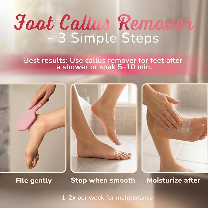 SILKLE Nano Glass Foot File - Foot Callus Remover for Feet & Foot Scrubber | Silicone Grip for Non-Slip Control - Foot Scrubber for Dead Skin, Heel Scraper for Cracked Heels & Foot Exfoliator - Pink