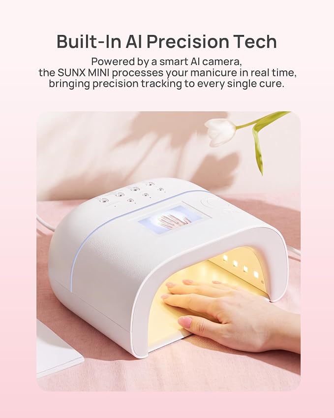 AI UV LED Nail Lamp for Gel Nails - O NAIL Smart Nail Dryer for Gel Polish with AI Detection, Portable Compact, Skin Friendly Curing Light for Nail Art DIY Home & Travel Beginners(Plug-in Version)