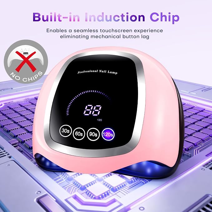 UV Nail Lamp, 180W LED Nail Dryer for Gel Polish, Touch Screen, 42 Beads | Auto Sensor Curing Light with LCD Display and 4 Timer Settings, Fast, Even Curing for Salon Use and Home DIY Manicure