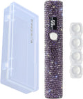 Handheld UV Nail Lamp with Sparkly Rhinestones Purple | 3W Portable LED Nail Lamp, Wireless Rechargeable USB Nail Dryer with Silicone Stamper, LCD Display, for Home DIY Manicures