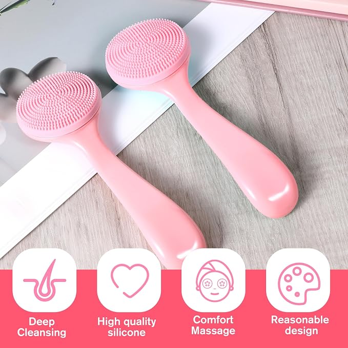 2 Pack Silicone Face Scrubber Manual Face Brush Skin Friendly Facial Cleansing Brush Exfoliator Cleanser Soft Brushes Waterproof Faces Wash Brushes Exfoliating Brushs for Blackheads Makeup Removal