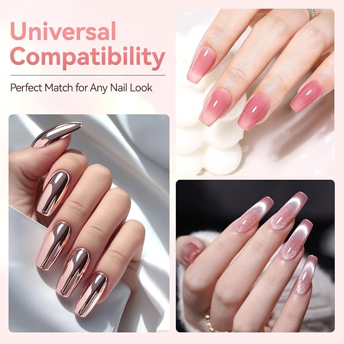 Makartt Gel Top Coat 2PCS: No Wipe, Long-Lasting Glossy Finish | Clear Nail Polish, Non-Yellowing, Pink Bottle, Soak Off with UV/LED Lamp, DIY Manicure Gift for Women