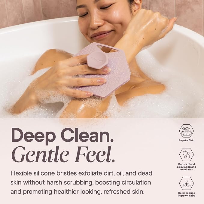 TOOLETRIES Silicone Body Scrubber 2.0, Loofah Alternative - Blossom | Gentle exfoliating shower scrubber that's quick drying, hygienic and longer lasting than traditional loofahs.