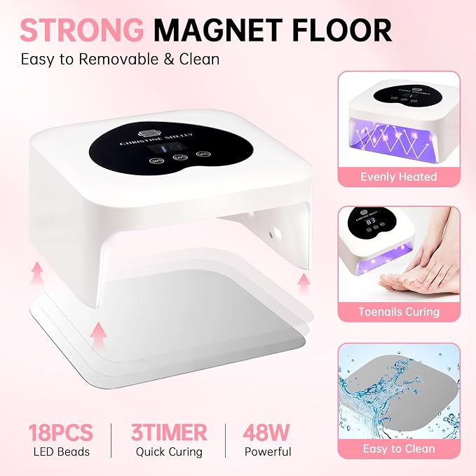 UV Light for Gel Nails, 48W Plug-in Mini UV Nail Lamp | Portable Nail Lamp Diamond Nail Dryer with Touch Control Auto Sensor and 3 Timer Settings Nail Light Curing Lamp, Home