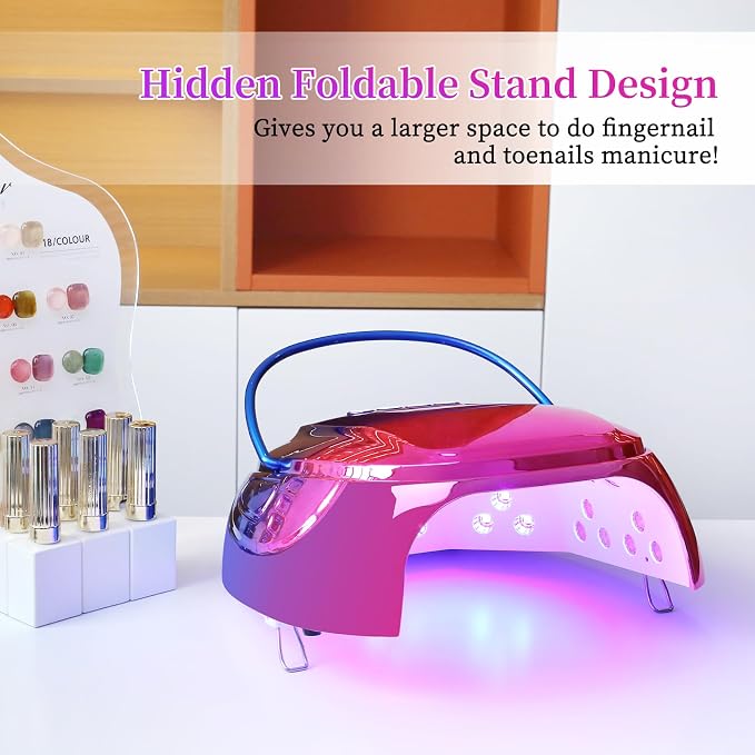 126W Rechargeable UV LED Nail Lamp, Portable Cordless Nail Dryer with Auto Sensor and 4 Timer Settings, Professional Curing Lamp for Gel Polish and Salon (Plating Blue)