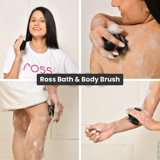 Ross Bath & Shower Massager Body Brush with Soft Silicone Bristles (Black)