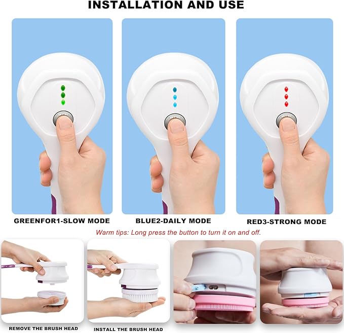 Electric Body Brush,5 Attachments Brush Heads Electric SPA Spin Scrubber for Shower Bathing Cleansing Wash Deep Cleaning with Silicone Rechargeable IPX7 Waterproof