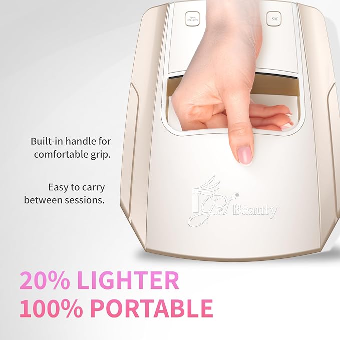 iGel Beauty Hybrid PRO 3.0 XL UV/LED Nail Lamp – Wireless Rechargeable 48W Nail Dryer, Extra Wide Full-Hand Curing, 9000mAh Battery, Smart Timer & Builder Gel Mode, Cordless Professional Lamp
