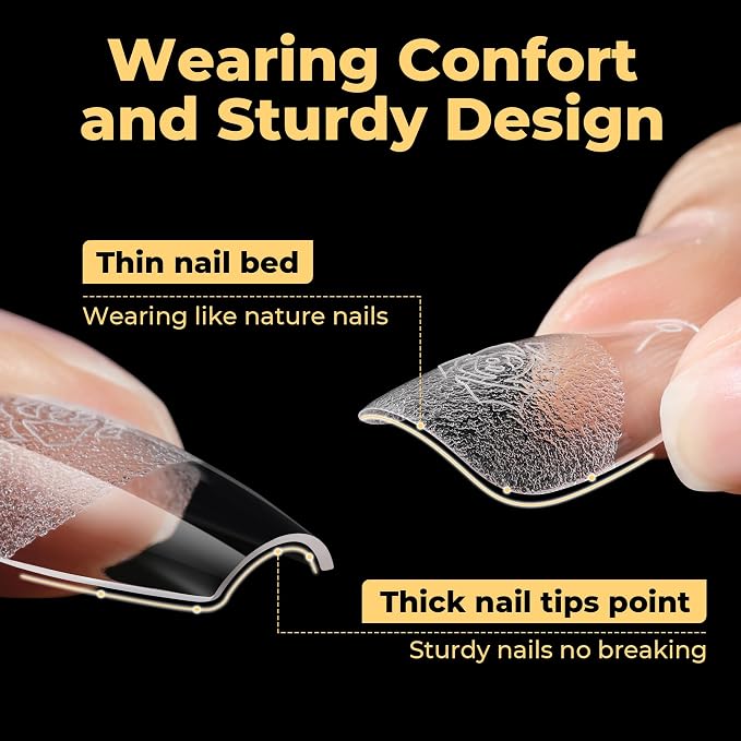 UNA GELLA 600Pcs Short Coffin Nail Tips, Short Coffin Press On Nails | Pre Etched 12 Sizes Soft Gel Fake Nails Tips Full Cover for Nail Extension DIY Salon at Home