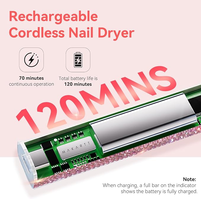 Makartt Handheld UV Nail Light with Painless Mode for Curing Builder Gel | 800mAh Rechargeable UV Light for Gel-X Nail Tips Portable Nail Lamp with LCD Display & 3 Timers Home DIY & Salon, Diamond