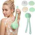 Electric Body Brush Back Scrubber for Shower，5 Replaceable Heads and Hook,Waterproof Long Dual Handle Power Body Scrubber 2 Speeds, for Cleansing Body, Exfoliating and Massaging Skin.