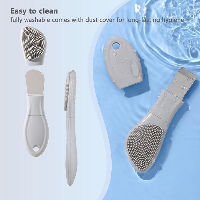 Silicone Face Scrubber Black Head Remover for Face- Appliances for Removing Make-up for Deep Cleansing Blackhead Remover Tools Face Spatula Makeup Removal Washing Brushes Pore Cleaner (Gray)
