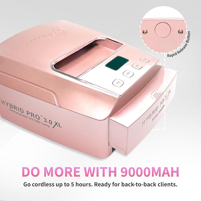 iGel Beauty Hybrid PRO 3.0 XL UV/LED Nail Lamp – Wireless Rechargeable 48W Nail Dryer, Extra Wide Full-Hand Curing, 9000mAh Battery, Smart Timer & Builder Gel Mode, Cordless Professional Lamp