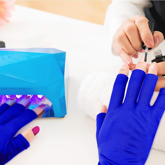 Syhood 3 Pair UV Gloves for Gel Nail Lamp Upf50+ UV Fingerless Protection Glove for Manicures Protect Hand from Sun Nail Lamp