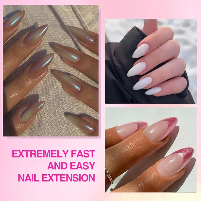 SAVILAND Gel Nail Kit with 500 Medium Almond Tips, Nail Drill and U V Lamp | Pre-etched soft gel tips, 4-in-1 glue gel, 20,000 RPM dual-direction drill, prep and removal tools for home extensions