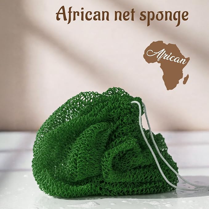 Yiclick African Net Sponge Authentic with Knots - Exfoliating Washcloth Towel, Back Scrubber for Shower Bath, Exfoliating Body Scrubber Exfoliator, African Rags Wash Cloth Loofah Lufa Sponge