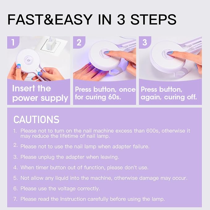 CurvLife Portable 36W UV LED Gel Nail Lamp, Nail Tips Dryer Curing Light for Press On Nails & Gel Polish, Flash Curing for Glue