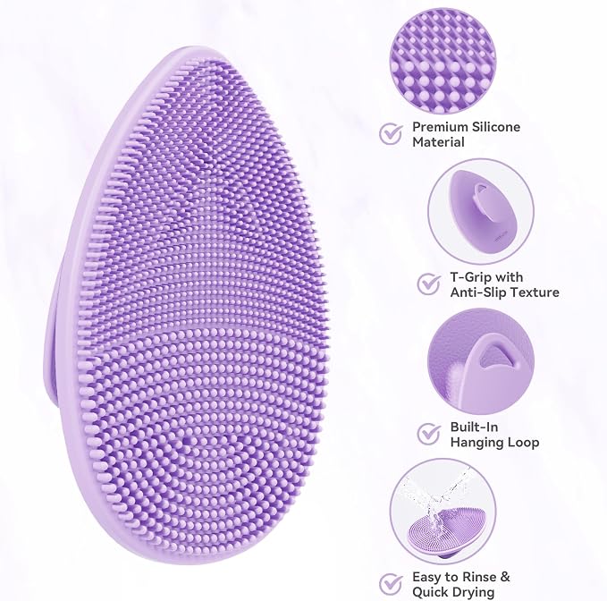 Silicone Face Scrubber, Facial Cleansing Brush, Face Exfoliator Scrub Brush | Manual Rubber Gentle Face Wash Brush, Face Care Cleanser Brushes for Exfoliating, Pore Blackhead Brush Tool for Men Women