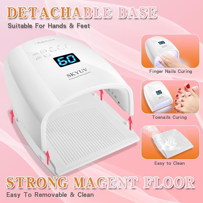 Rechargeable Faster Drying UV LED Nail Lamp, LED Nail Dryer Gel Polish Light Nail Polish Curing LED Nail Dryer Automatic Sensor Professional Nail Light Suitable for Fingernails and Toenails