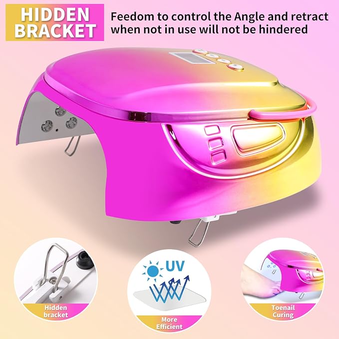 LIMEGIRL Cordless Gel Nail Dryer - 126W Fast Curing UV Light for Nails with 45 Lamp Beads, Metal Mirror Base & Professional Manicure Pedicure Large Size, Portable Rechargeable Gel Lamp for Salon Use