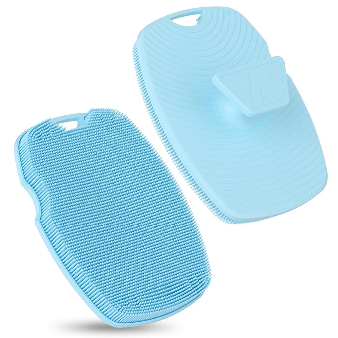 Canroom Silicone Bdoy Scrubber -Anti Zinc Infused-Exfoliating Shower Brush | Highly Elastic Bristles Exfoliator Silicone Shower Scrubber for Body,Cellulite Reduction,Blood Circulation-Azure