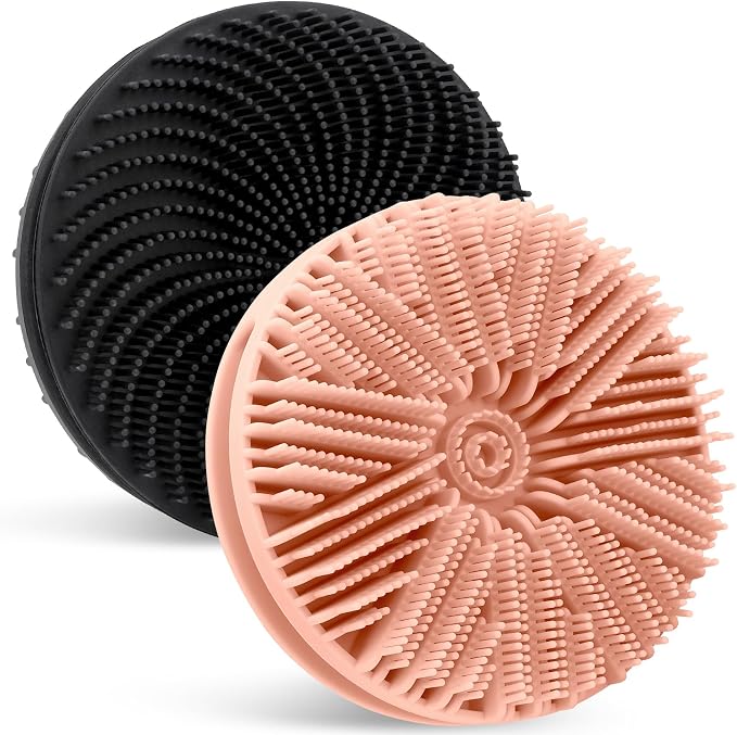 Silicone Body Scrubber, 2pcs Dual-Sided Silicone Loofah 2-in-1 Silicones Shower Scrubbers Exfoliating Body Scrubber for Women Men Soft Silicones Bath Shower Brush for All Skin Lather Well (Pink&Black)