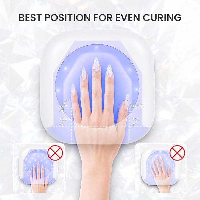 Lavinda 54W UV Nail Lamp Cordless, UV Light for Gel Nails Black Rhinestone | Professional Fast Curing Lamp Nail Dryer, Rechargeable UV LED Nail Lamp Nail Light with 4 Timers and LCD Display