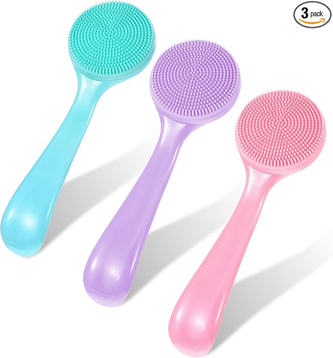 3 Pack Silicone Facial Scrubber, Silicone Facial Cleansing Brush | Soft Bristles, for Deep Cleaning, Exfoliating, & Makeup Removal, for Women, & Men
