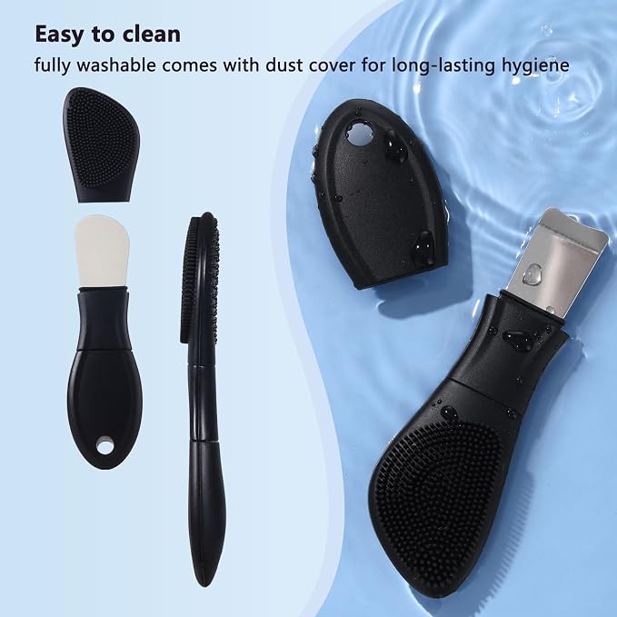 Silicone Face Scrubber Black Head Remover for Face- Appliances for Removing Make-up for Deep Cleansing Blackhead Remover Tools Face Spatula Makeup Removal Washing Brushes Pore Cleaner (Black)