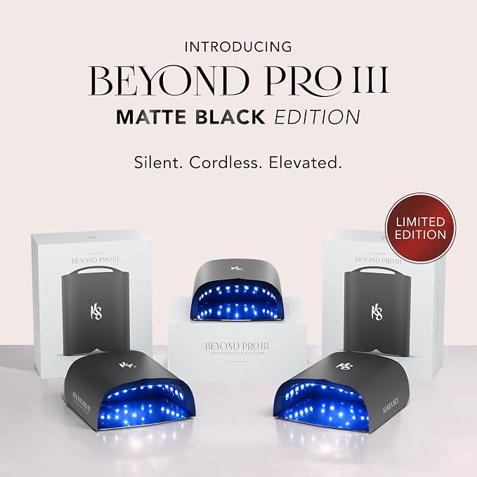 KIARA SKY Beyond Pro V3 UV LED Nail Lamp Black – Cordless Rechargeable Gel Lamp w/Smart Sensor, Flashcure Low Heat Mode, Full-Hand Coverage & Timer for Gel Polish, Builder Top Coat 48W (240v)