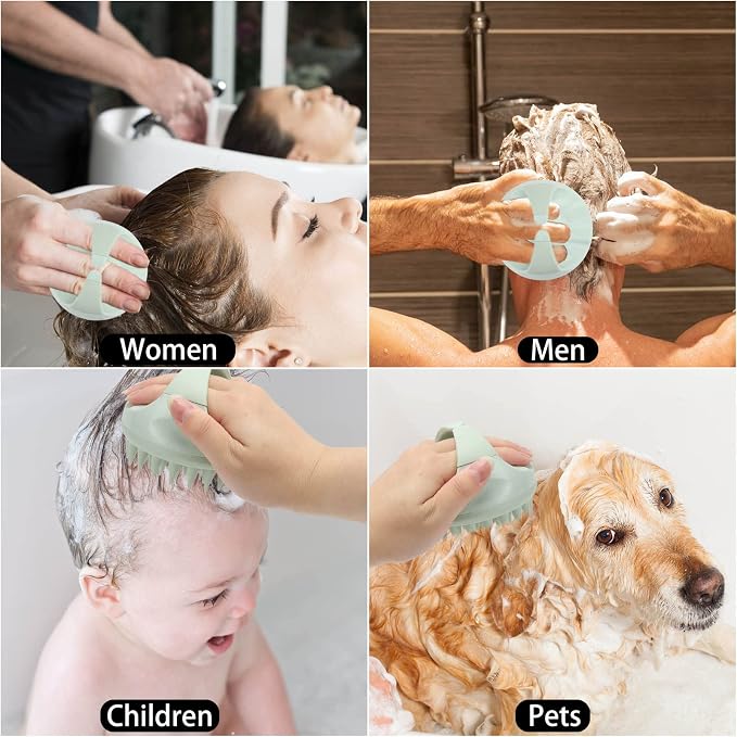 Hair Scalp Massager Shampoo Brush Silicone Scalp Scrubber Head Scrubber Exfoliating Brush - Green