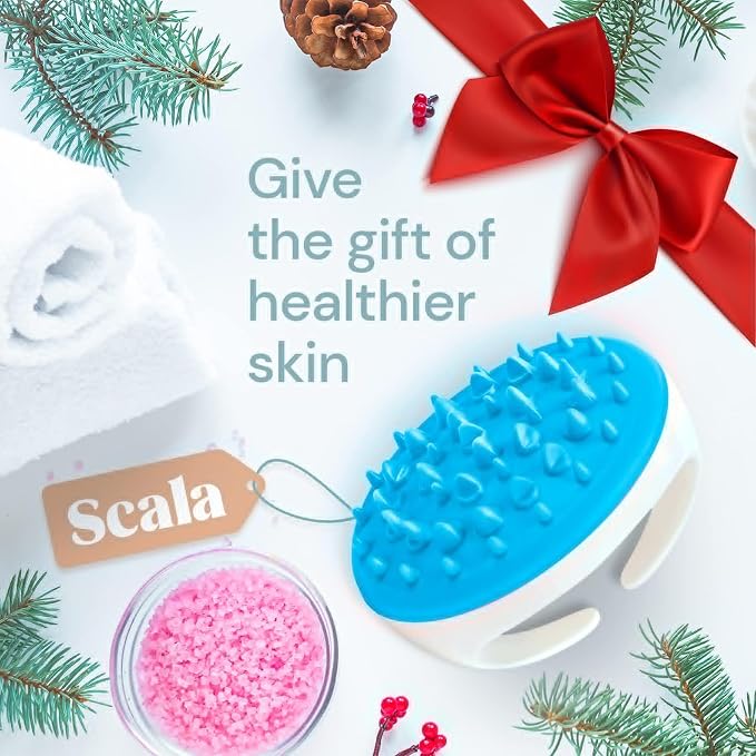 Scala Cellulite Massager Silicone, Bath Scrubber for Smoother Skin Aqua | Silicone nodules exfoliate, cellulite remover, body massager Tool, exfoliator, fat roller use with creams and Oils