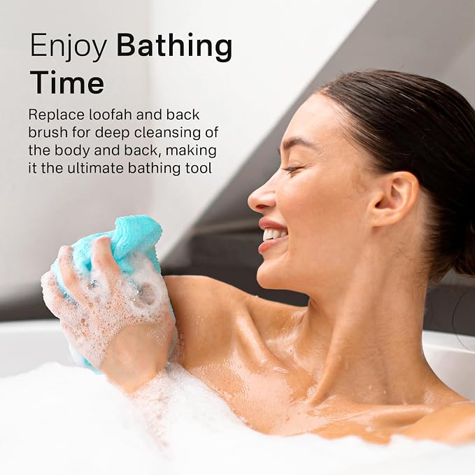 Yiclick Exfoliating Washcloth Towel, Exfoliating Body Scrubber, Back Scrubber for Shower Bath Washer, Japanese Exfoliating Wash Cloth, Korean Body Scrubber Exfoliator, Body Scrub Loofah Luffa Colors