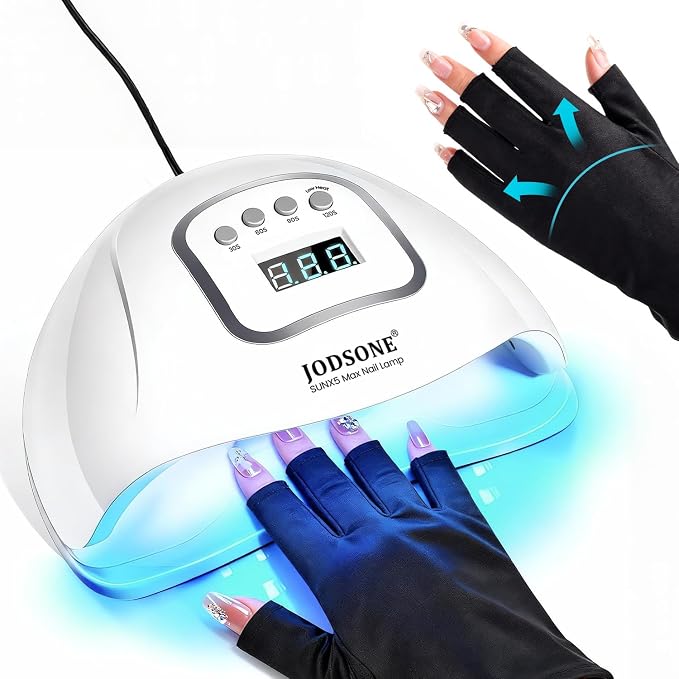 JODSONE U V LED Nail Lamp with Gloves Kit, Nail Dryer for Gel Nails Professional for Home and Salon