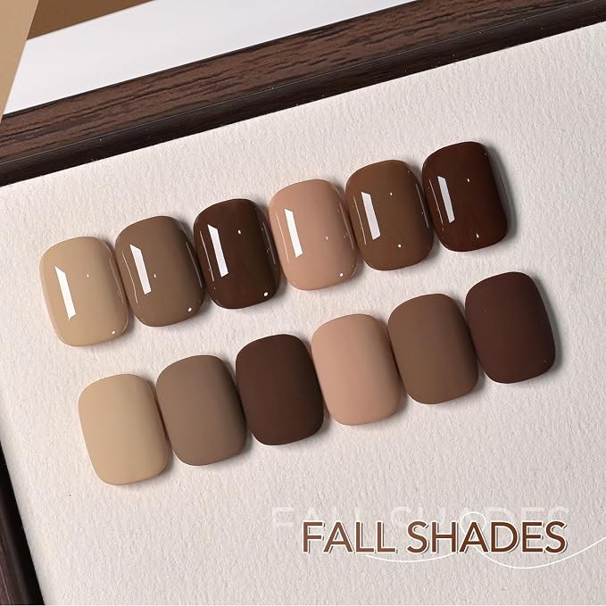 GAOY Dark Brown Gel Nail Polish Set, 6 Fall Colors Nude Chocolate UV Gel | UV Lamp Required, Pigmented, Long Lasting, Easy to Apply, Salon Manicure at Home, Gift for Women