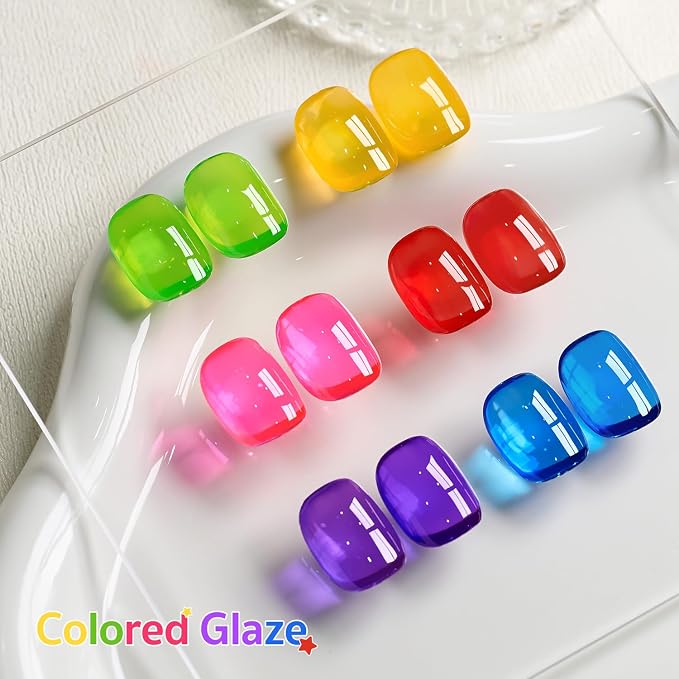 GAOY Glass Jelly Gel Nail Polish Set, 6 Colors Yellow Blue Green Red Pink | Summer Nail Art, Layer with Cat Eye, UV Lamp Required, Long Lasting, Beach Vacations, Pool Party Glam, Manicure Pedicure