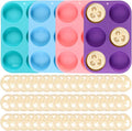 48 Pcs Natural Loofah Sponges 4 Pcs 3 Inch Round Silicone Soap Molds Cylinder Shower Steamer Molds for Loofah Soap Bath Bombs Shower Steamer Lotion Bars for Women and Men