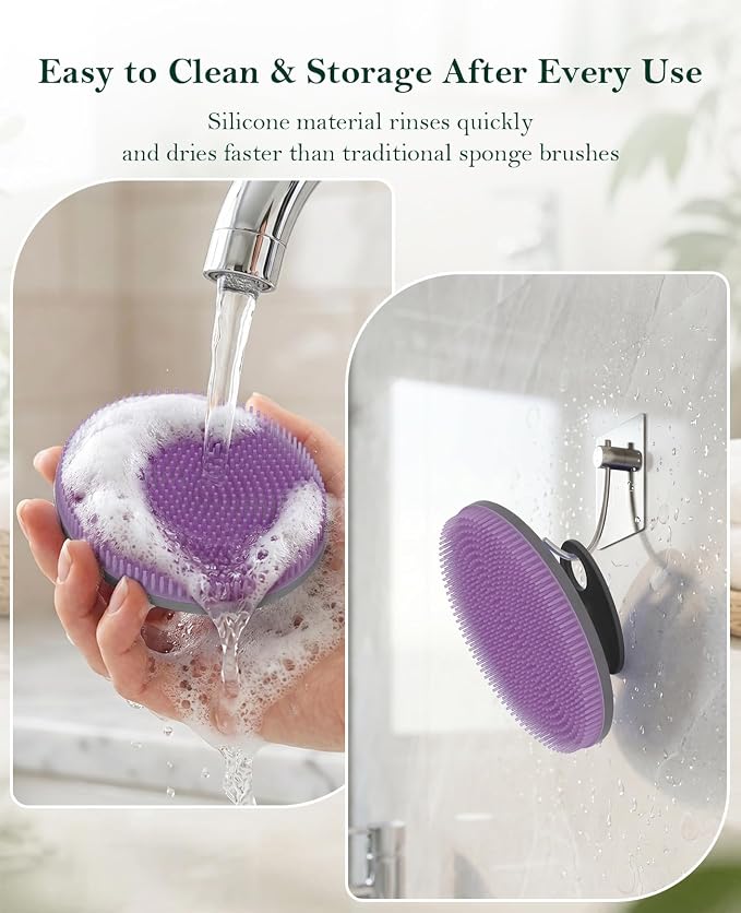 Magnetic Silicone Body Scrubber, Massaging Body Exfoliator, Black | with Deep Relaxing Nodes for Skin Vitality & Muscle Relief, Hygienic & Ergonomic Shower Brush for Men & Women