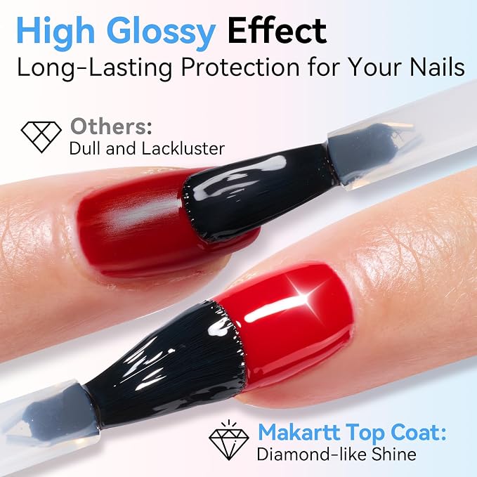 Makartt Hema-Free Gel Top Coat 15ml Upgraded Mild Formula | TPO-Free, Long-Lasting, High Glossy, Clear, Soak-Off UV LED Lamp Needed, No More Damaged Nails, for Home DIY Gift Salon