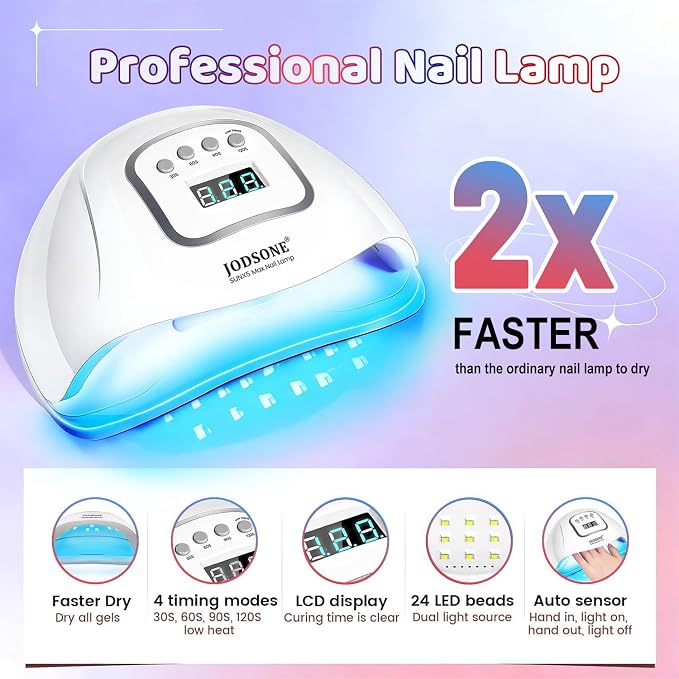 JODSONE 36Pcs Gel Nail Polish Kit with U V Light Crystal Transparent Classic Color 4 Functional Gel for All Seasons