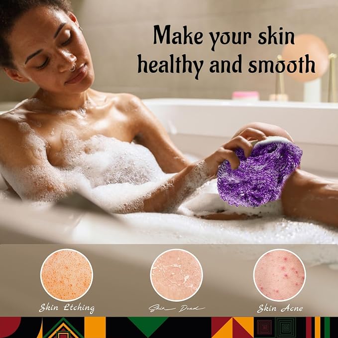 Yiclick African Net Sponge Authentic with Knots 2 Pack - Exfoliating Washcloth Towel, Back Scrubber for Shower Bath, Exfoliating Body Scrubber Exfoliator, African Rags Wash Cloth Loofah Lufa Sponge