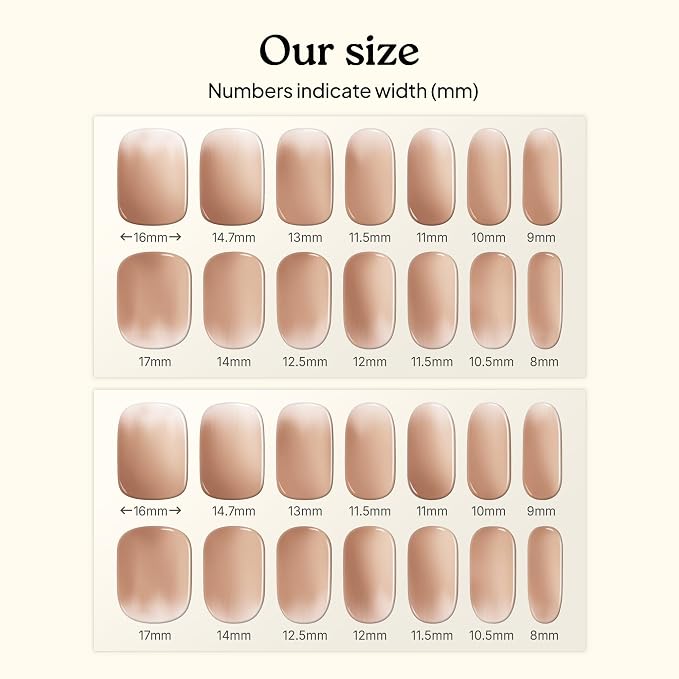 Heyhae Semi Cured Gel Nail Strips Salon Quality - Hey, You're Gorgeous | No UV Light Needed | Salon Quality, Easy Apply & Remove | 28 Strips, 1 Prep Pad, Nail File, Wooden Stick | Brown Ombre