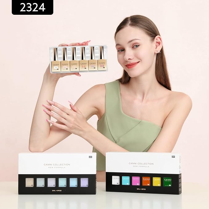 CANNI 9ML Jelly Gel Nail Polish Set, 6 Sheer Nude Shades UV LED Soak Off | Smooth Application • Highly Pigmented • Glossy Finish • Long-Lasting Wear • Nail Art • Salon DIY Manicure • Easy Application