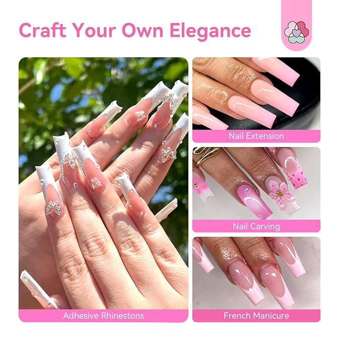 SAVILAND Acrylic Nail Kit with Drill and U V Light for Nail Extension | Hema & mma free, 3 gel nail polishes, long lasting, prevents lifting & chipping, non-yellowing, complete manicure tools
