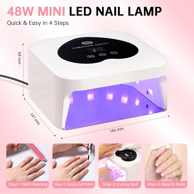 UV Light for Gel Nails, 48W Plug-in Mini UV Nail Lamp | Portable Nail Lamp Diamond Nail Dryer with Touch Control Auto Sensor and 3 Timer Settings Nail Light Curing Lamp, Home