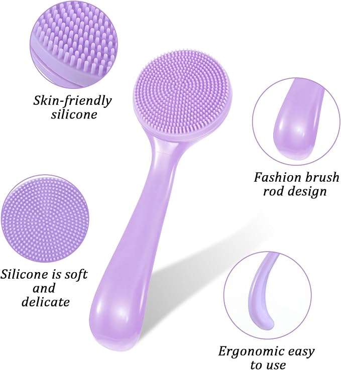 3 Pack Silicone Facial Scrubber, Silicone Facial Cleansing Brush | Soft Bristles, for Deep Cleaning, Exfoliating, & Makeup Removal, for Women, & Men