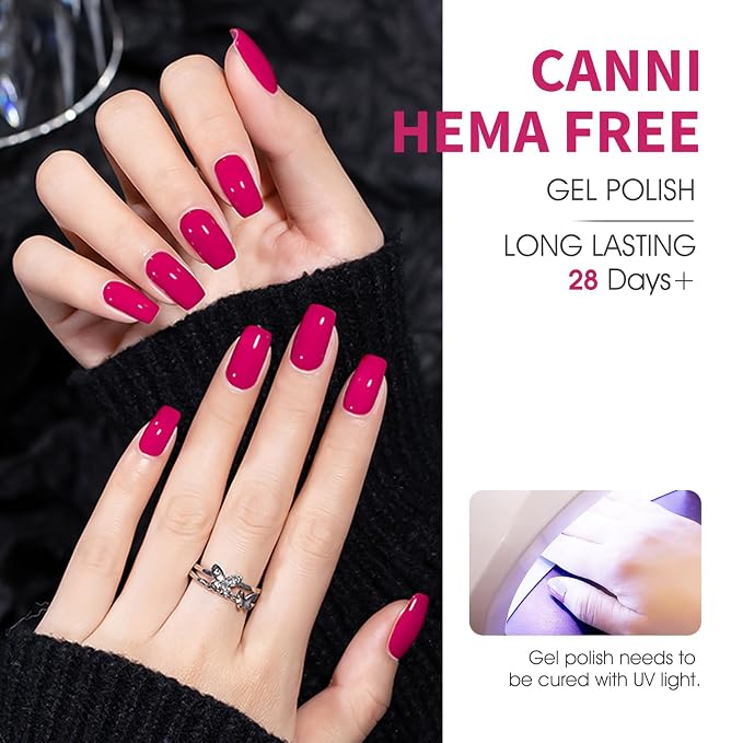 CANNI 9ML Gel Nail Polish Set, 6 Pink Shades UV LED Soak Off Gel Polish | Smooth Application • Highly Pigmented • Glossy Finish • Long-Lasting Wear • Nail Art • Salon DIY Manicure • Easy Application
